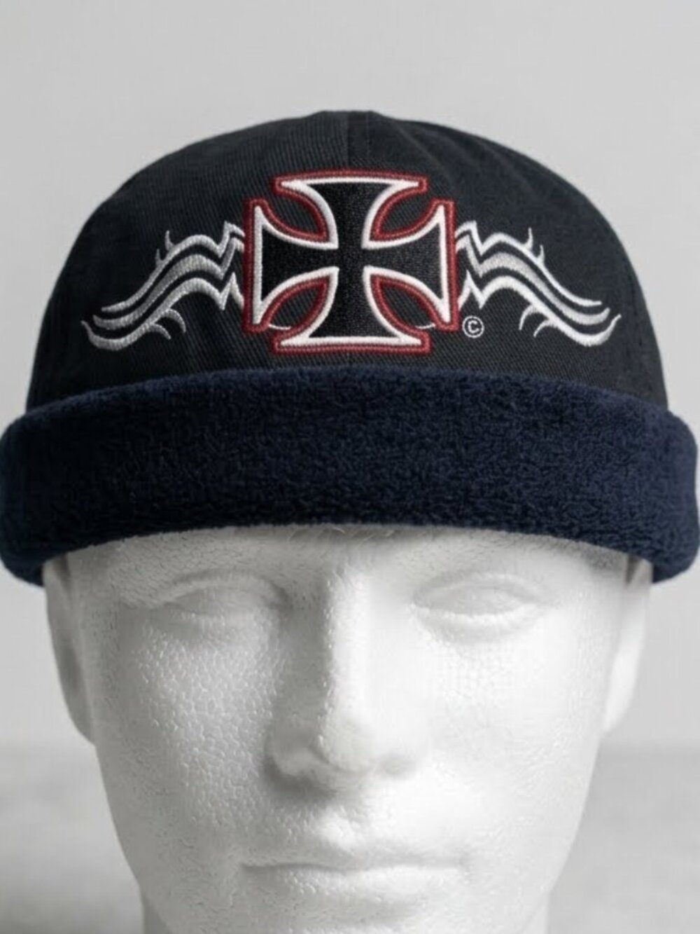 CSI Biker Beanie Bullet Cap Iron Cross Hat Cotton Twill With Sweat Band O/S NEW